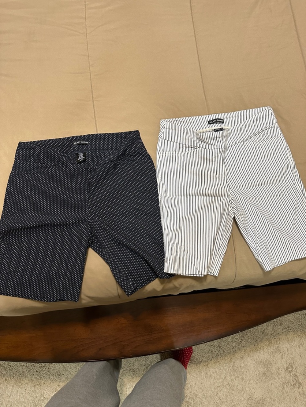 Ladies' Navy Dot & White Stripe Knee Shorts Two-Pack